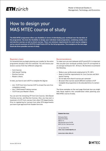 How to design your MAS MTEC course of study